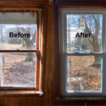 Inside view of window replacement on old home