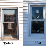 outside view of window replacement on old home
