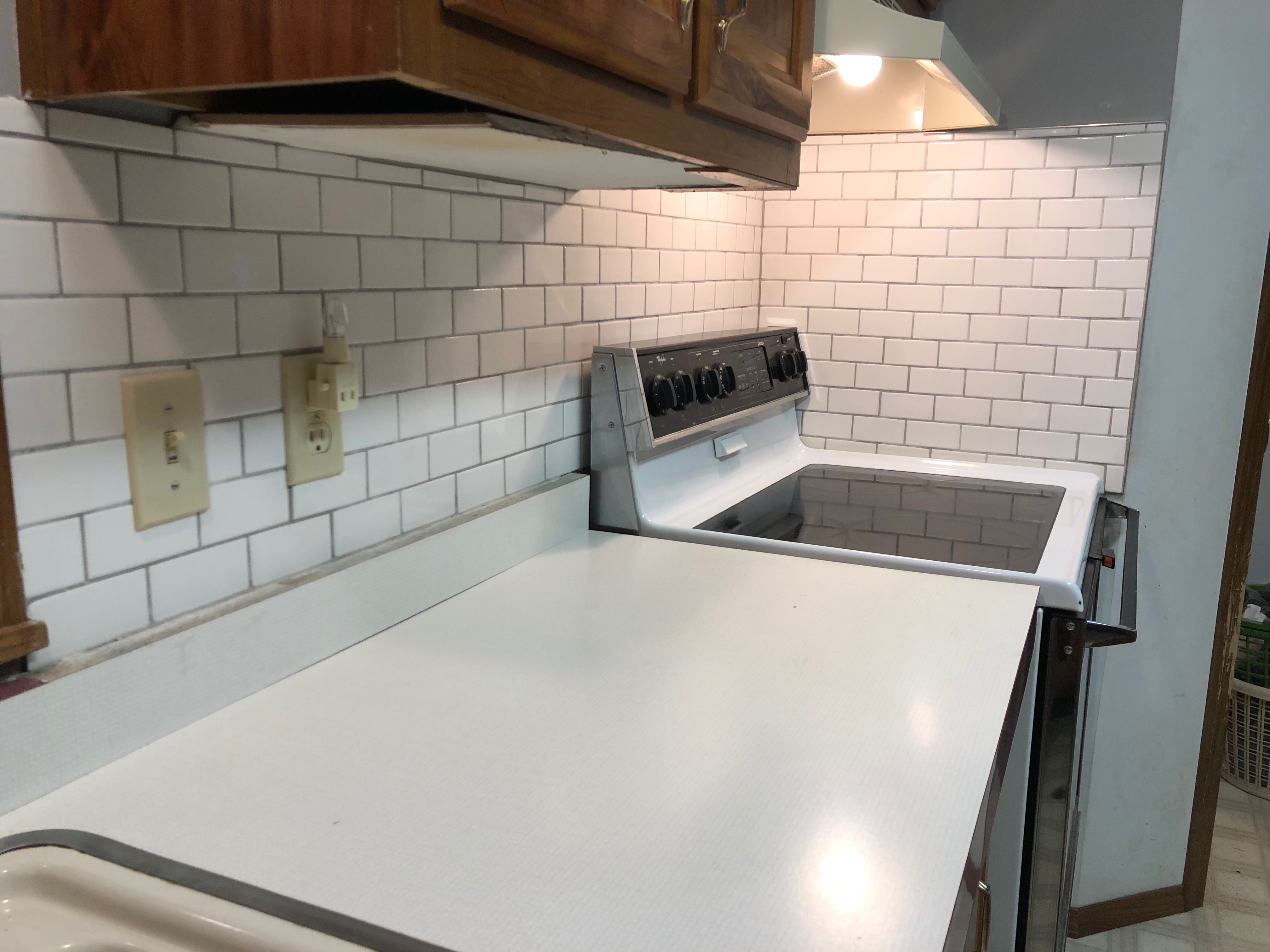 Kitchen subway tile installation