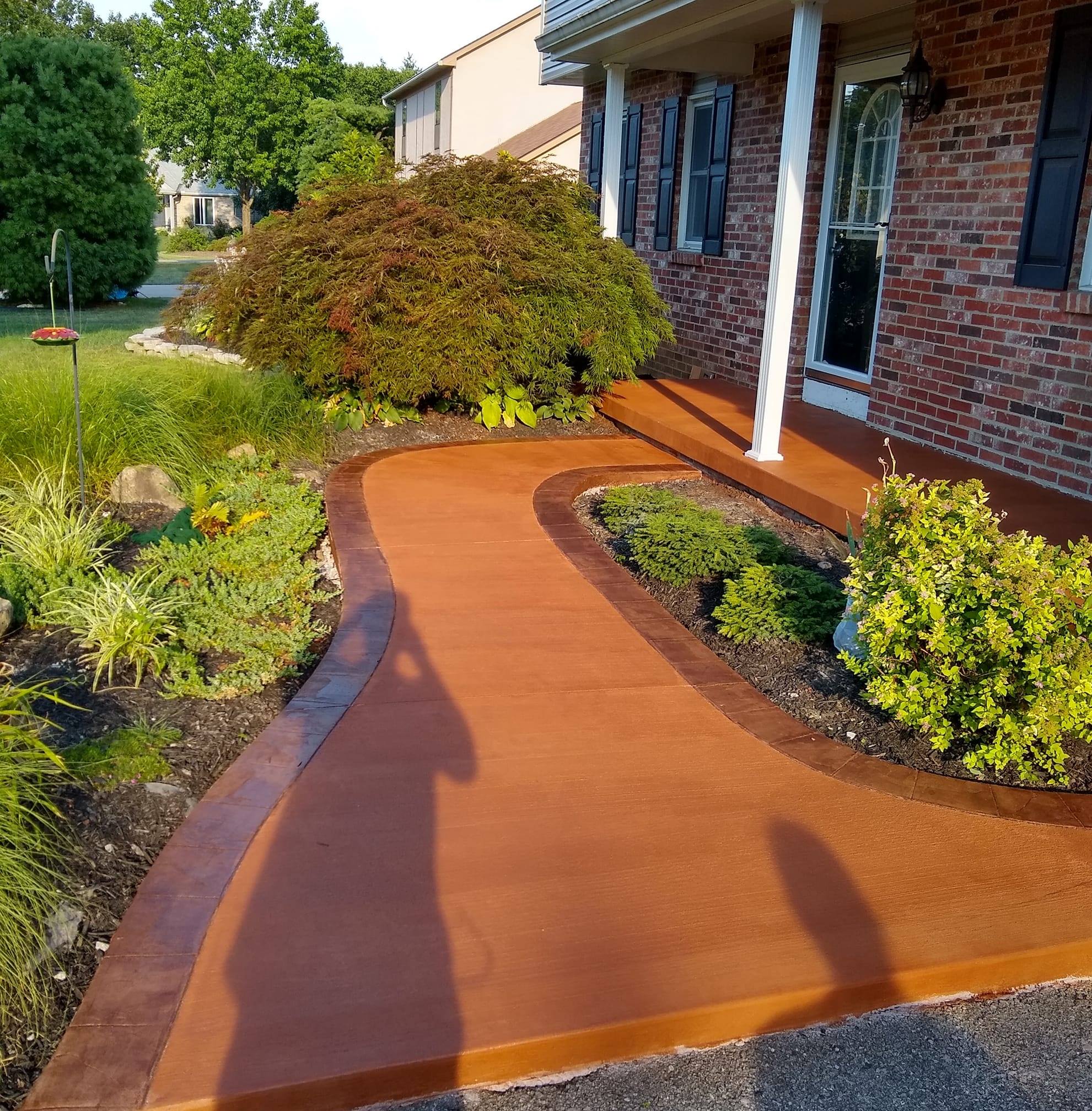 concrete contractor multi colored sidewalk pour